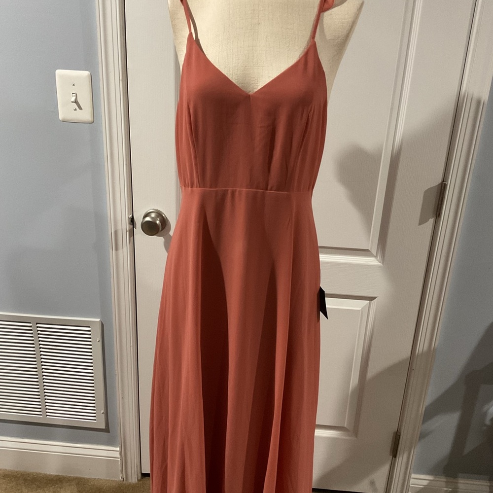 Lulu's Coral Maxi Dress with Spaghetti Straps